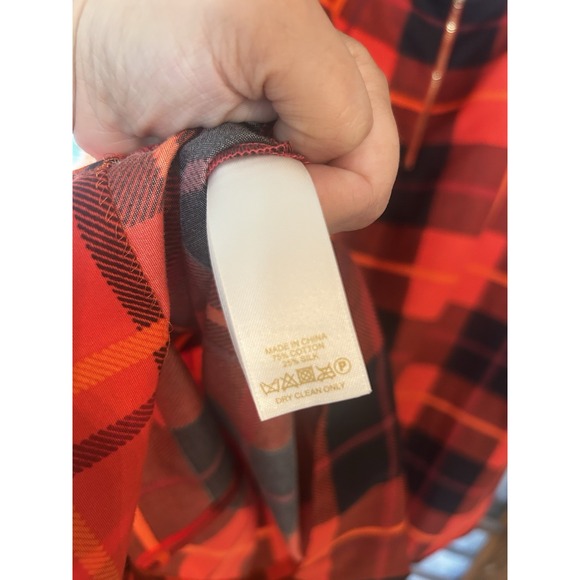 kate spade woodland plaid midi skirt Blaze a Trail Size 6 Red Plaid Silk Blend - Picture 7 of 13